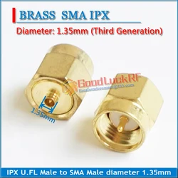 UFL U.FL Male to SMA Male Cable Connector Socket diameter 1.35mm 1.5mm 2mm Straight GOLD Brass Coaxial RF Adapters
