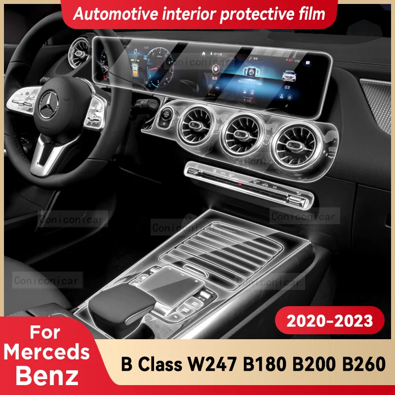 

For Merceds Benz Class B W247 B180 B200 B260 2020-2023 Car Interior Center Console TPU Protective Film Anti-scratch Repair film