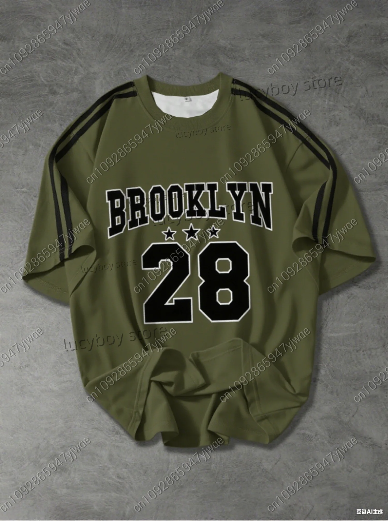 

2025 New In Men No.28 Brooklyn Print Lightweight T-Shirt Man Short Sleeves Plus Size T-Shirt Vintage Jersey Tees Men Clothing