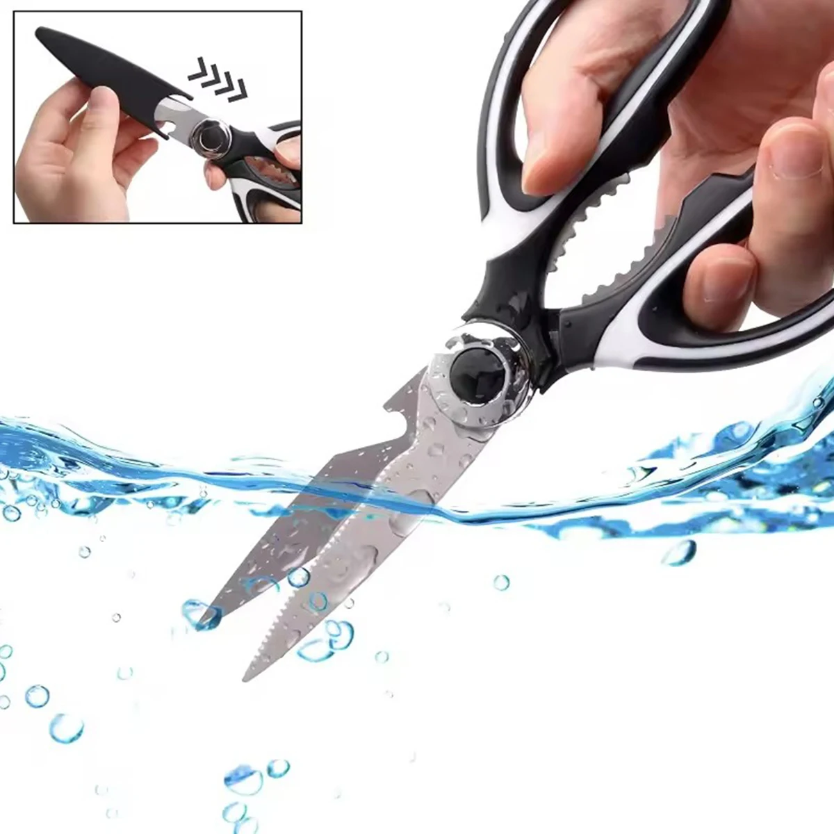 Multifunctional kitchen scissors Household kill fish cut vegetables roast broiler bone scissors Stainless steel scissors
