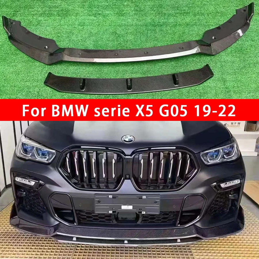 For BMW X5 G05 2019-2022 Carbon Fiber Front lip Car Front Bumper Diverter Spoiler Diffuser Front lip chin Upgrade body kit