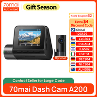 70mai Dash Cam A200 Gobal Dual-channel Record 1080P HDR 2'' IPS Screen 24H Parking Monitor 70mai Car DVR A200 WIFI APP 130° FOV