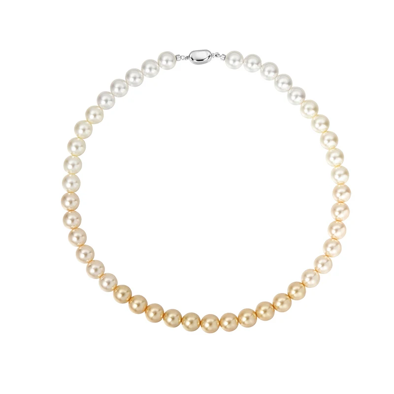 French elegant white gradient champagne pearl bead necklace for women\'s luxury accessories collarbone chain 2024 fashion jewelry