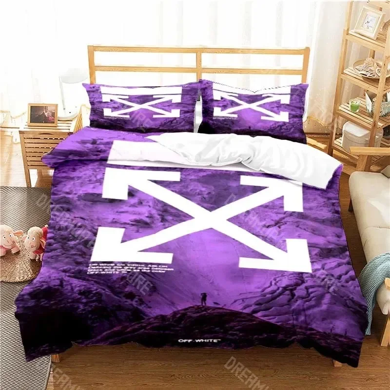 2026 3D Print Fashion Off Logo White Bedding Set Boys Girl Twin Queen King Size Duvet Cover Pillowcase Bed Boys Adult Home Texti