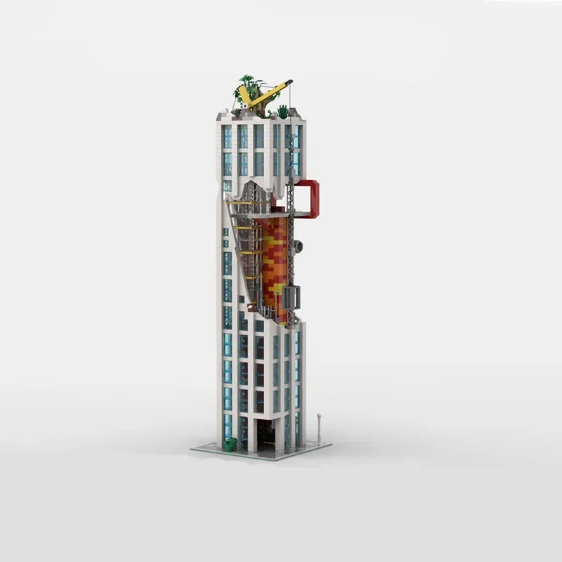 Street View Model MOC Building Bricks Skyscrapers After Disaster Modular Technology Gifts Holiday Assemble Children Toys Suit