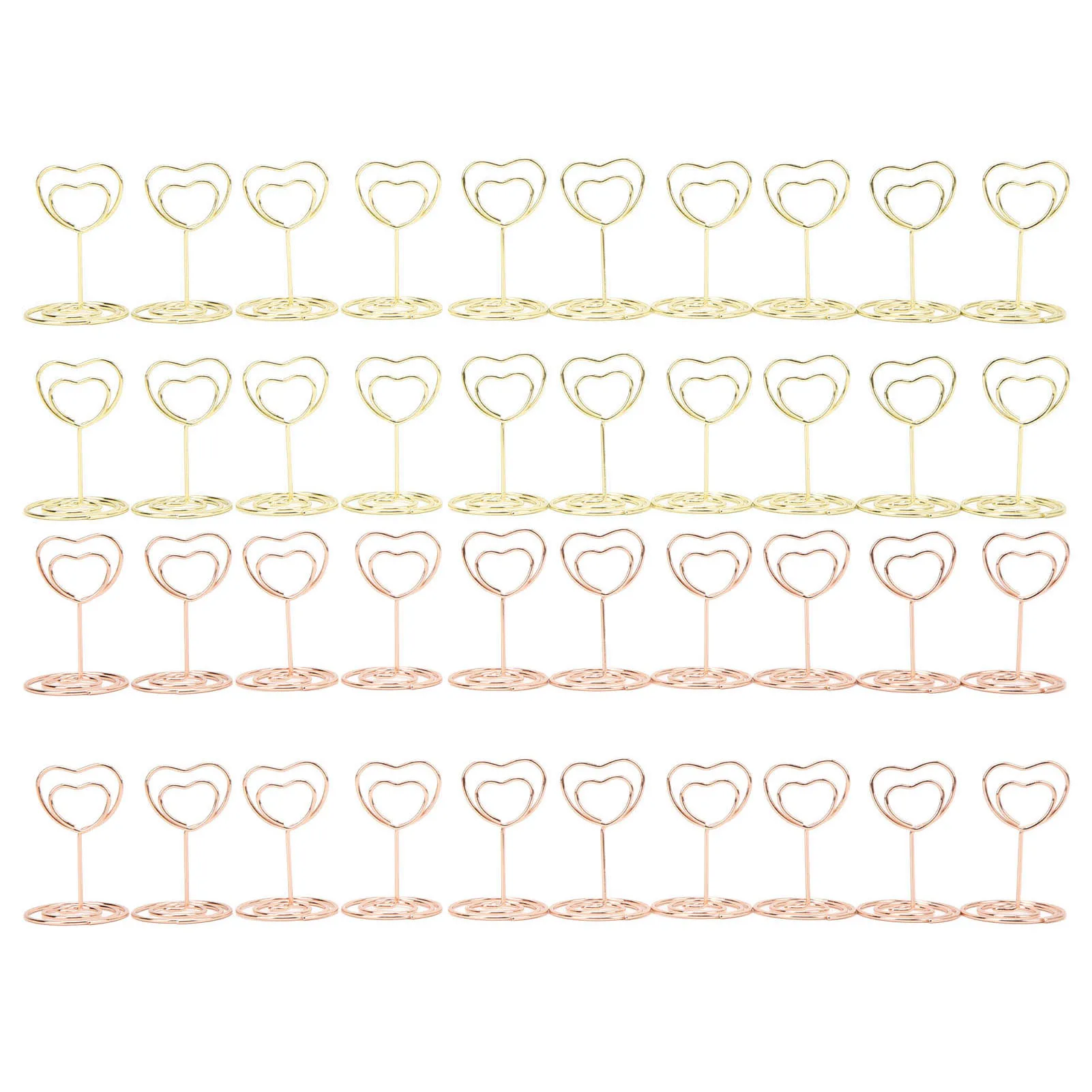 Table Number Holder Name Card Clips Bright Color Heart Shaped Widely Used Sturdy Metal Electroplated Stable for School