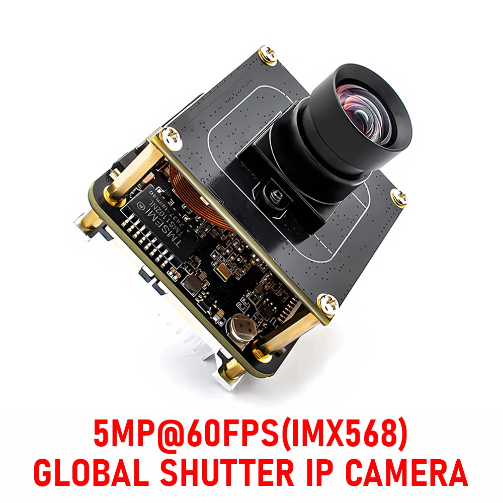 

5MP Global Shutter POE IP Camera Module 1/1.8" IMX568 CMOS HD 60FPS High Speed Motion Camera Board RTSP Onvif For Machine Vision