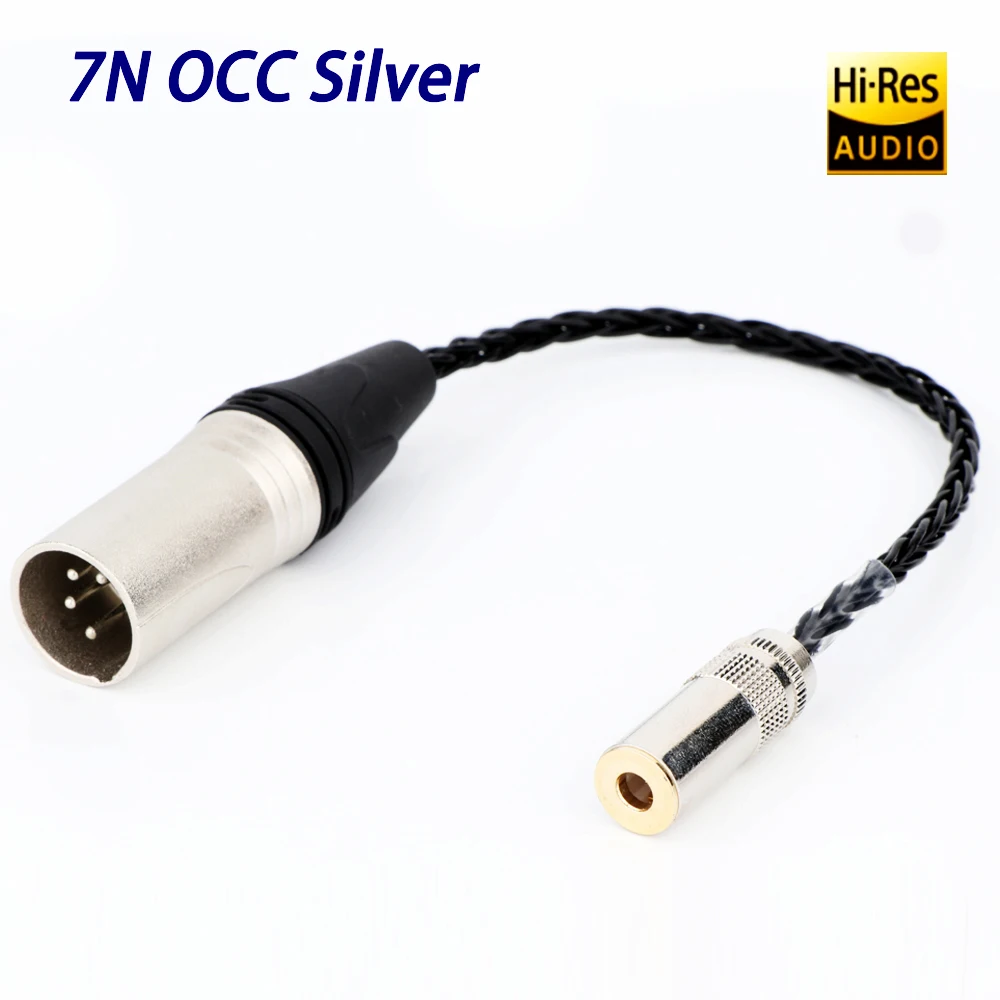 

HiFi 7N OCC Silver 4.4MM Female To 4Pin XLR Balanced Male Audio Adapter Cable 4.4 TRRRS TO XLR Connector