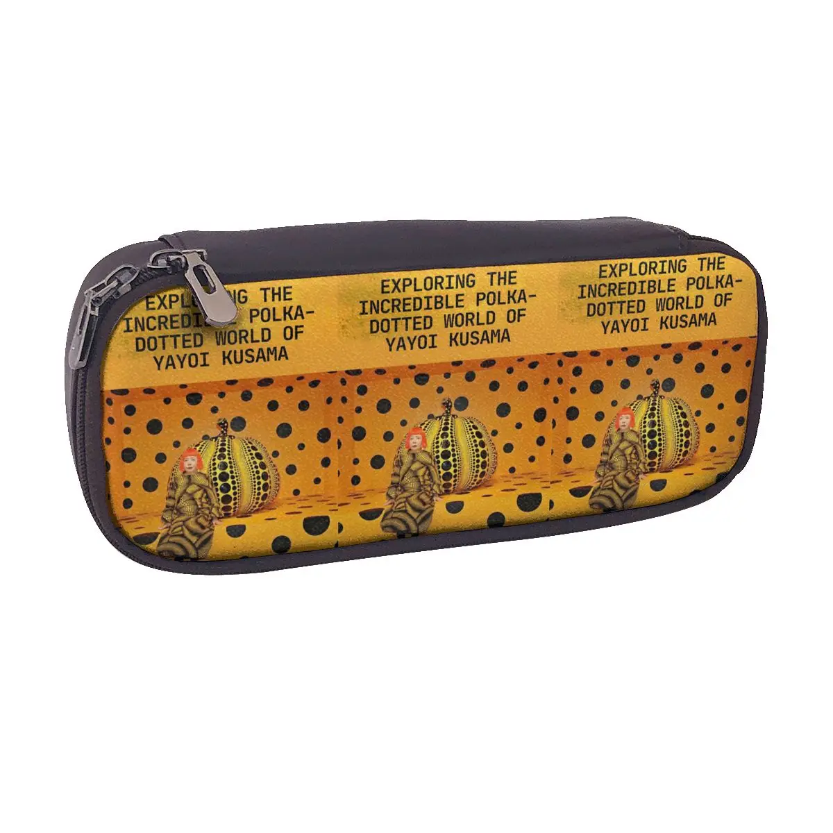 Yayoi Kusama Abstract Painting Leather Pencil Case for Students Gifts Pen Box Pencil Bag Stationery Supplies Pen Holder Bag