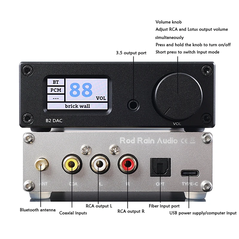 قضيب المطر QCC3084 بلوتوث 5.4 المزدوج ES9038Q2M HD DAC DSD فك مرحبا فاي بلوتوث استقبال APTX-HD LDAC USB الألياف محوري المدخلات