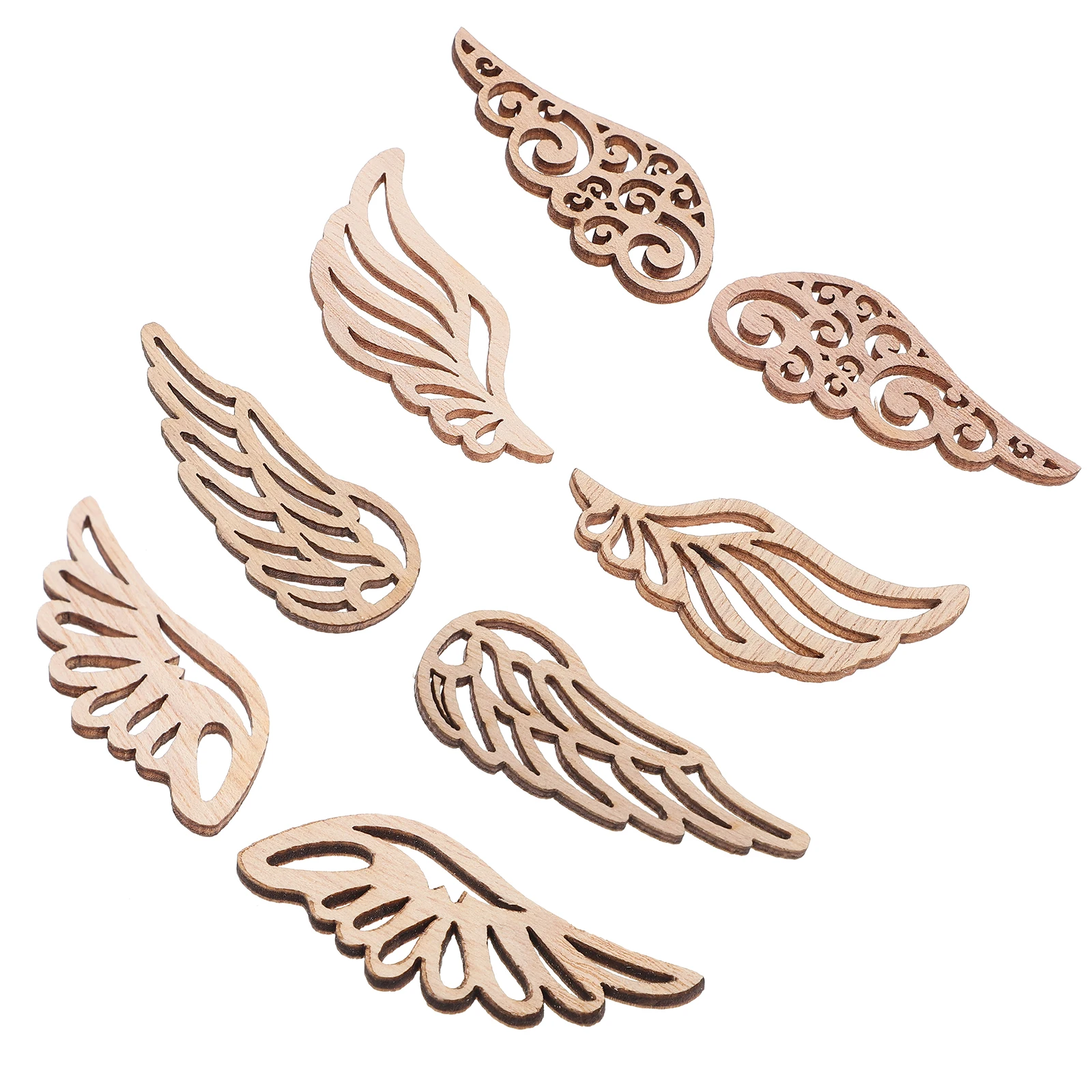 80pcs Styles DIY Angel Wings Wooden Chips Decorative Embellishments Crafts Scrapbook Hand-Made Graffiti Button Accessories