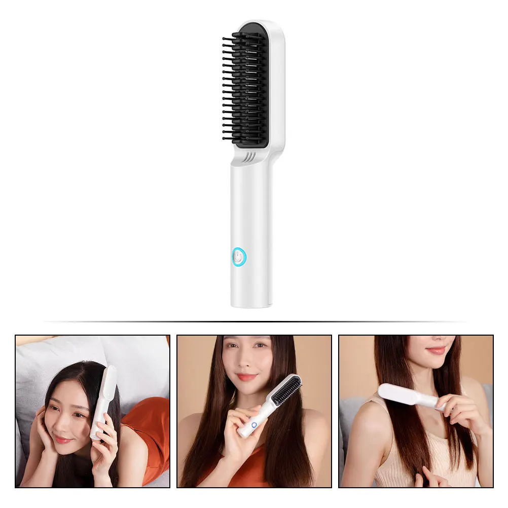 

1 set Portable Hair Straightener Comb Usb Electric Heating Brush For All Hair Types Lightweight Styling Tool Smoothing Curler