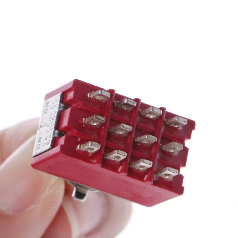 AC 250V/2A 125V/5A 12-Pin On/On 2 Position 4PDT Mini Toggle Switch Red,Push Button Switch On Off Waterproof Momentary led Contro
