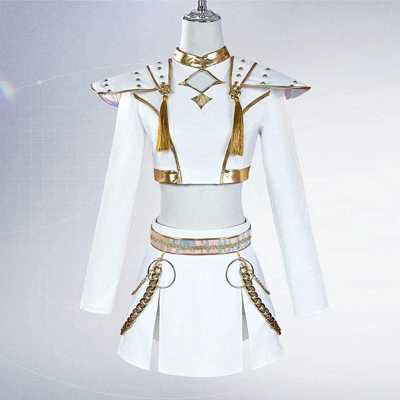 

aaa12 3Demon Hunters KPop Cosplay Costume Rumi Mira Zoey White Singing Suit Women Halloween Carnival Party Role Playing Outfit
