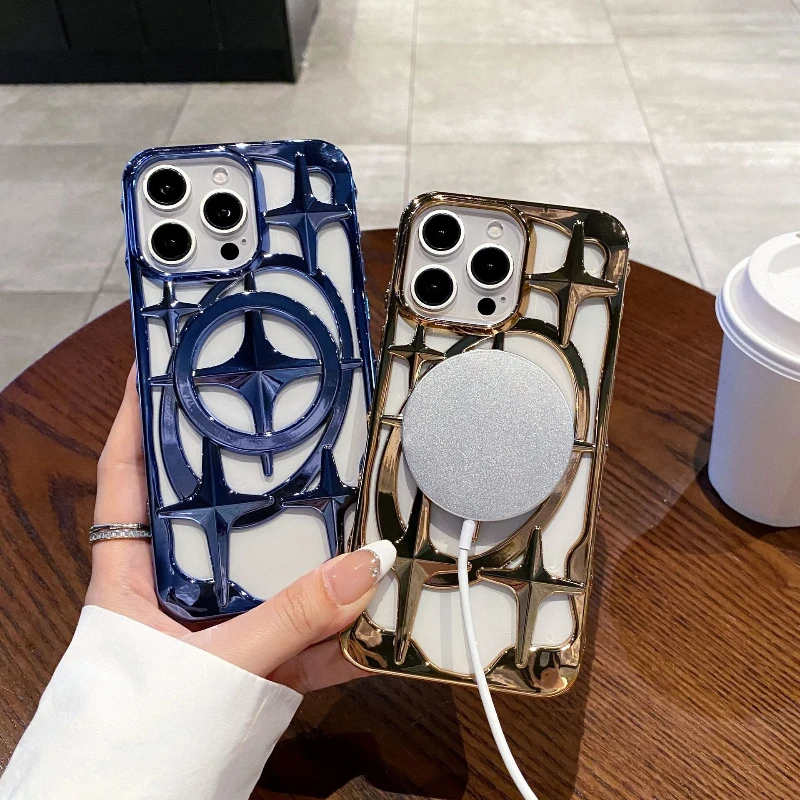 

Для Iphone 17 16 Pro Max Plus воздушный магнитный гальванический чехол для телефона с рассеиванием тепла, мягкий корпус, дышащий защитный чехол