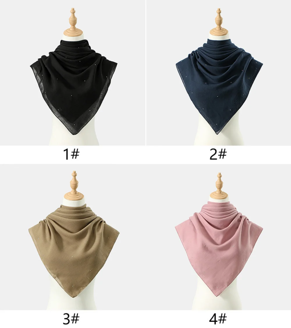 

110cm Cotton Viscose Square Scarf Muslim Woman Hijab Shawls Solid Color Headband Lady Simple Hair Wraps Islam Turban