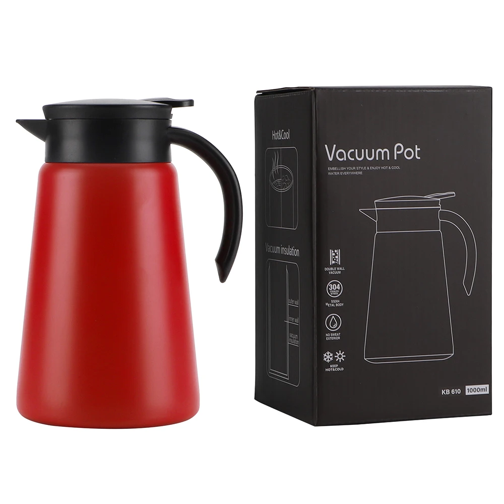 

1000ML Coffee Carafe for Keeping Hot Double Wall Vacuum Pot 304 Stainless Steel Material