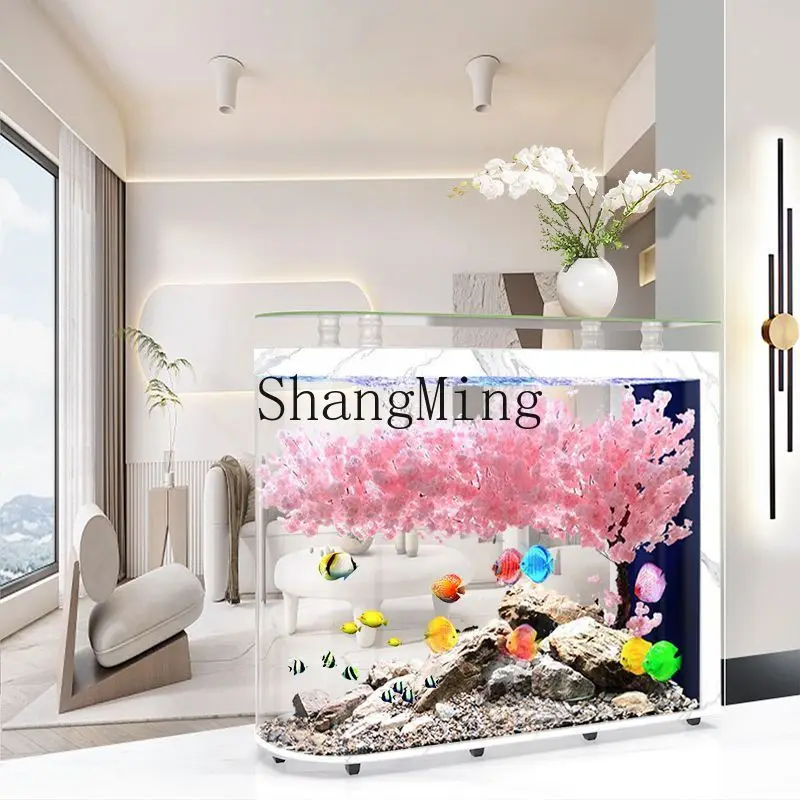 

FG Office Bullet Living Room Household Fish Tank Lazy Entrance Indoor Fish Tank Gold Aquarium