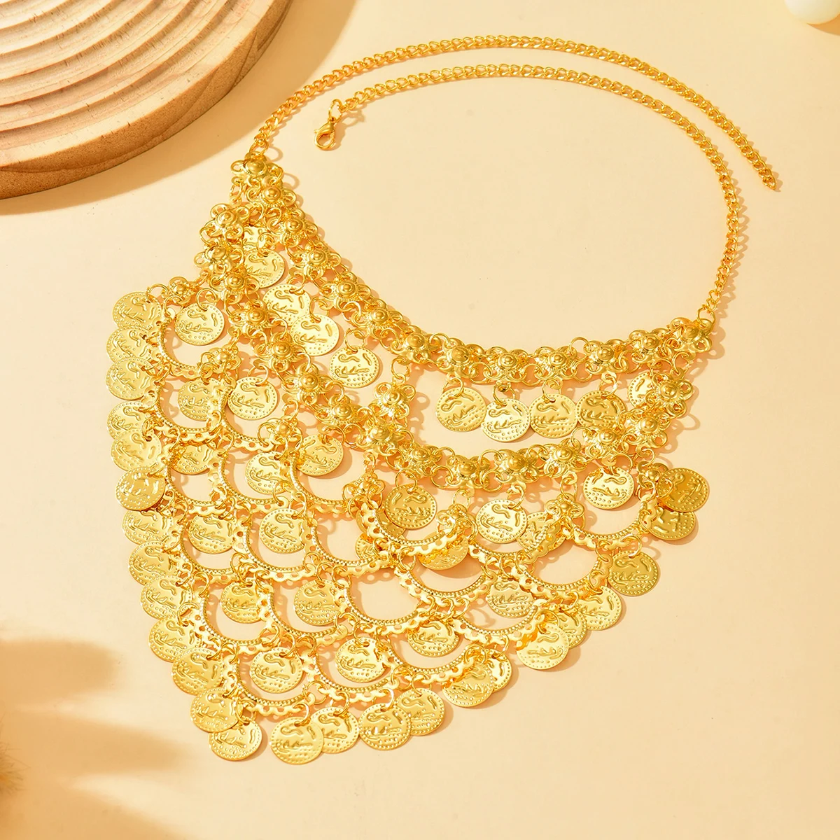 

Metal Fringed Pendant In The Shape Of A Flower, Featuring Arabic Elements, For A Dance Performance Headpiece With A Veil.