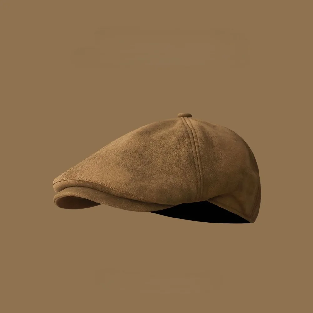 

Casual Retro Forward Hat Adjustable Classic Newsboy Cap Imitation Suede Timeless Ivy Cap Unisex