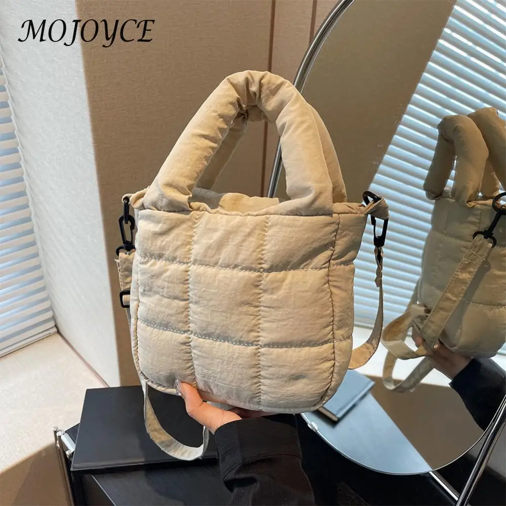 Women Nylon Puffer Tote Bag with Zipper Puffy Shoulder Bag with Inner Pockets Crossbody Bag Handbag for Gym Work Travel