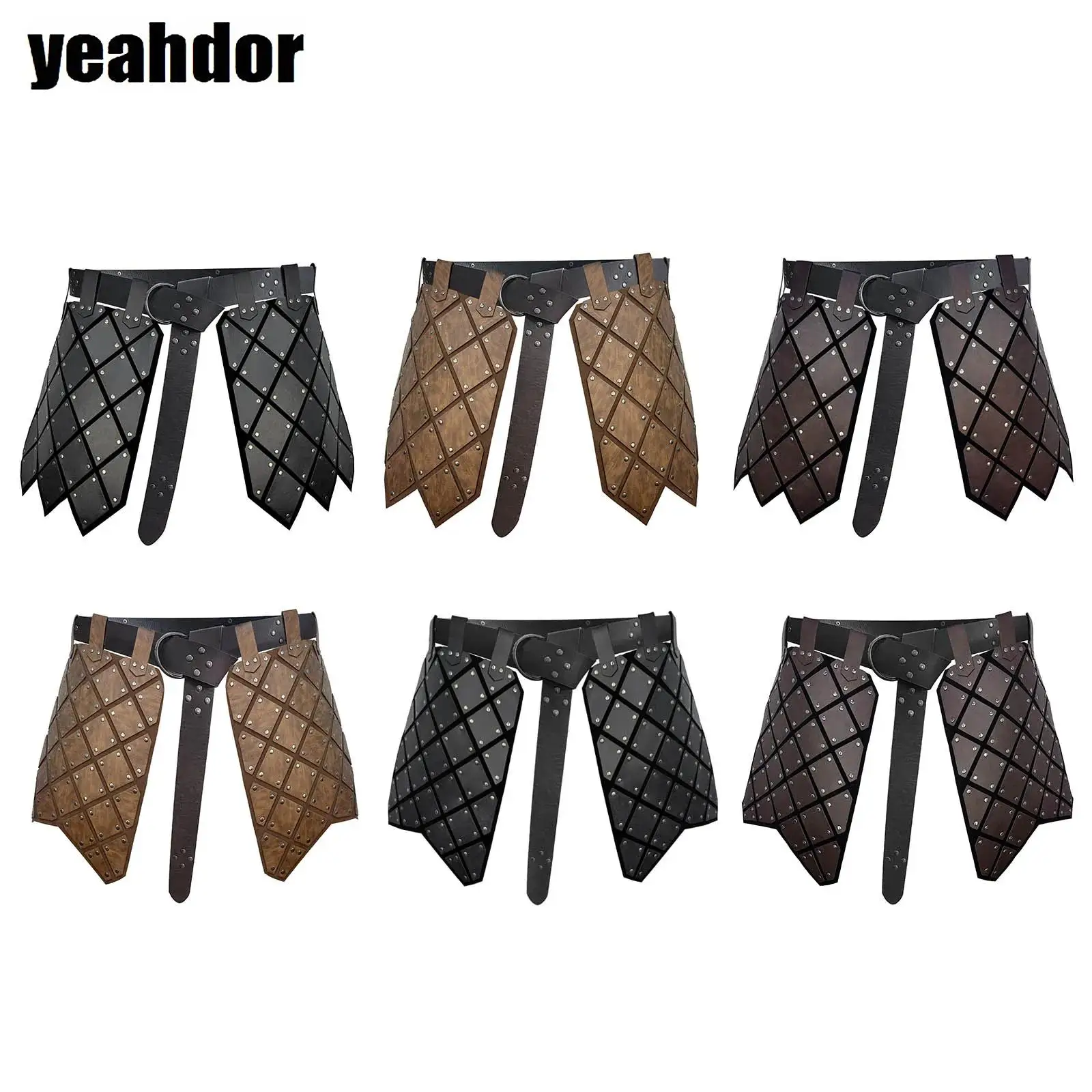 Medieval Faux Leather Retro Vintage Skirt Armor with Adjustable Belt for Cosplay Themed Party Role Play Fantasy Events