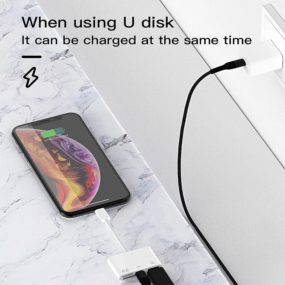 4 in 1 Type C Lightning Card Reader High-Speed USB SD TF Memory Card Reader for iPhone 14 13 Huawei Charging Converter Adapter ﻿