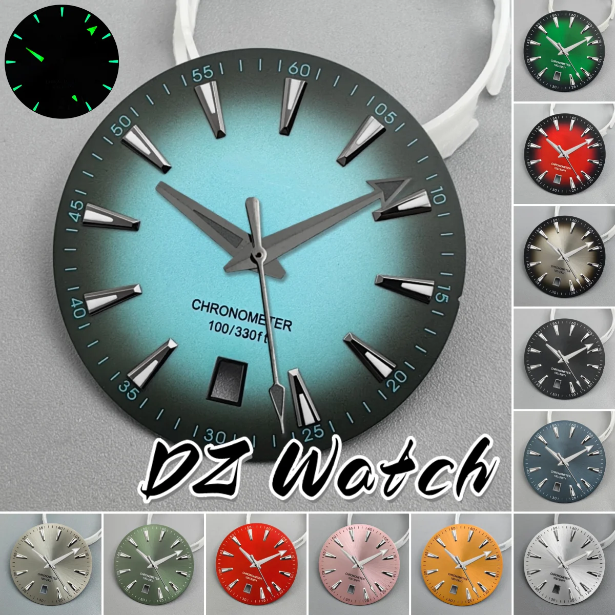 

Мужской серебряный корпус часов 40 мм, стальной ремешок с циферблатом часов 33,5 мм, зеленый, светящийся, с датой на 6 часов для автоматического механизма NH35