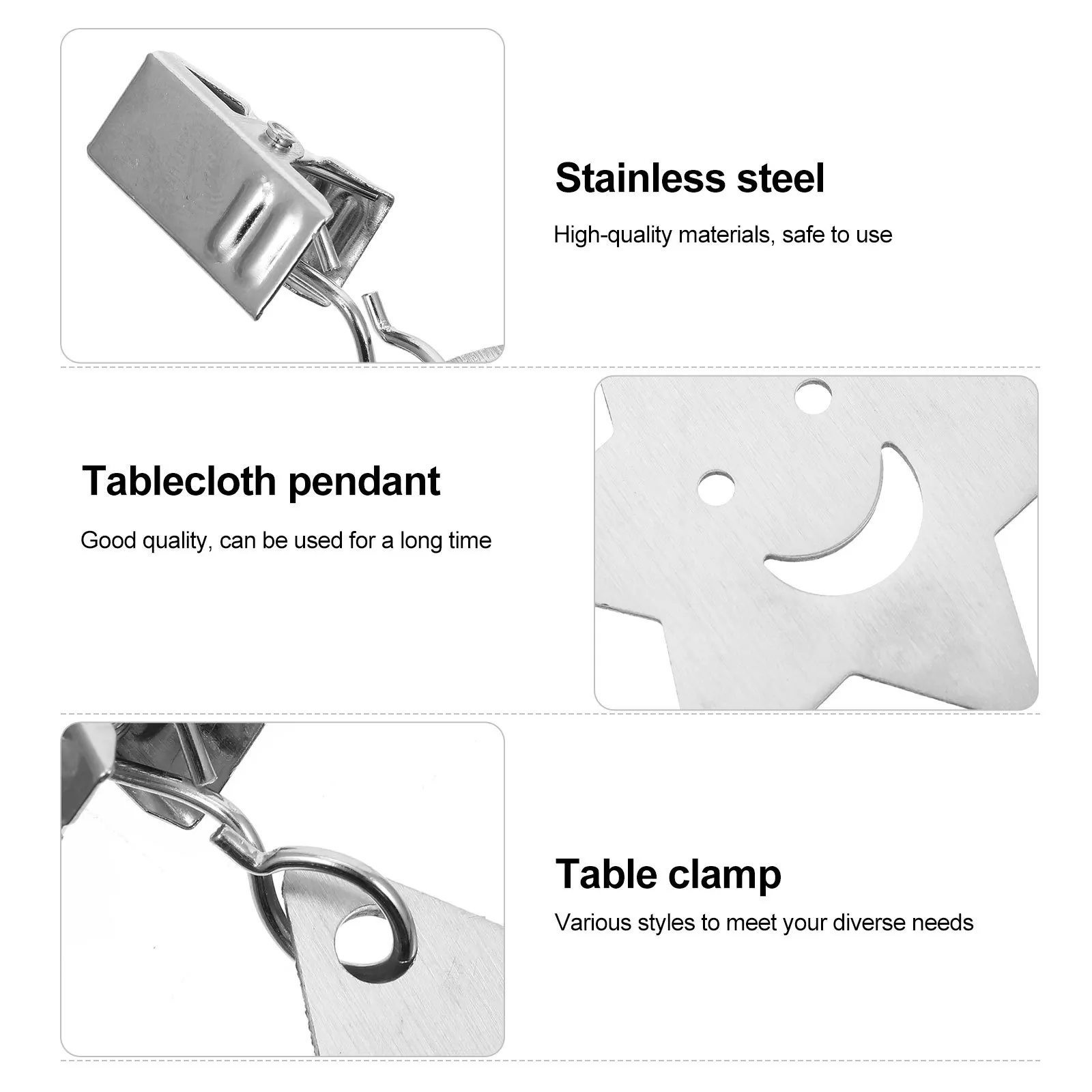 

4 Pcs Dining Table Cloth Pendant Clip Tablecloth Anchors Cover Clips Holders Outdoor Weights for Indoor Use Stainless Steel