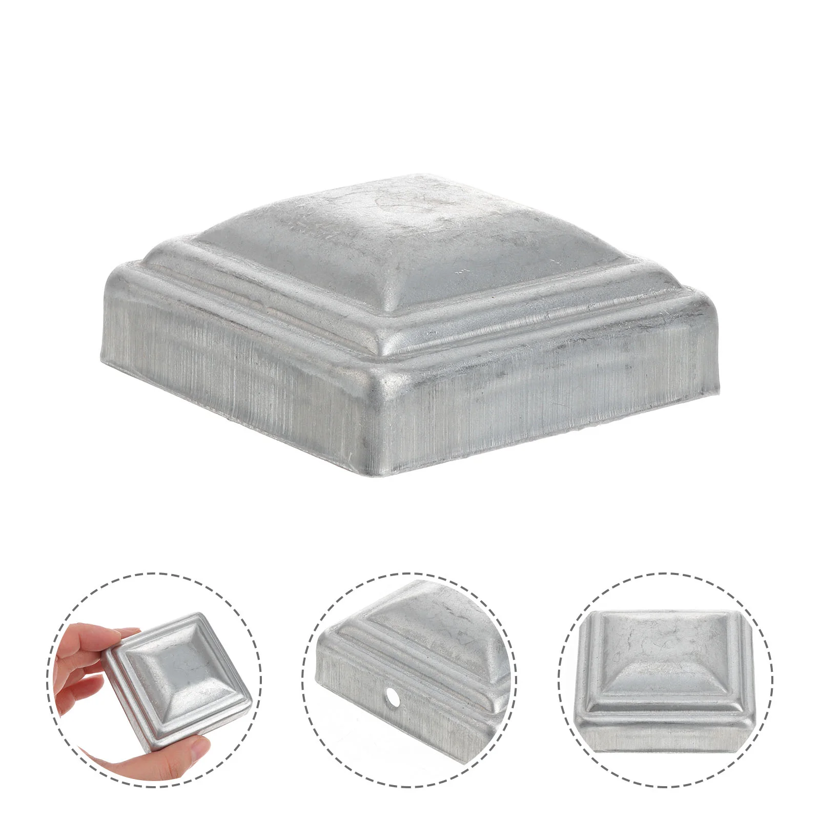 10 Pcs Decorate Column Cap Post Galvanized Caps Cover Wooden Pillar Square Silver