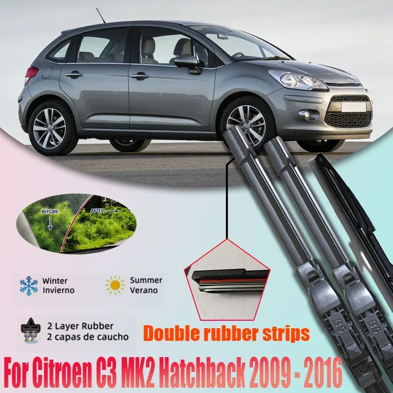 

26'+16'+12' Suitable for Citroen C3 MK2 hatchback 2009-2016 wiper front and rear wiper blades windshield windshield window brush