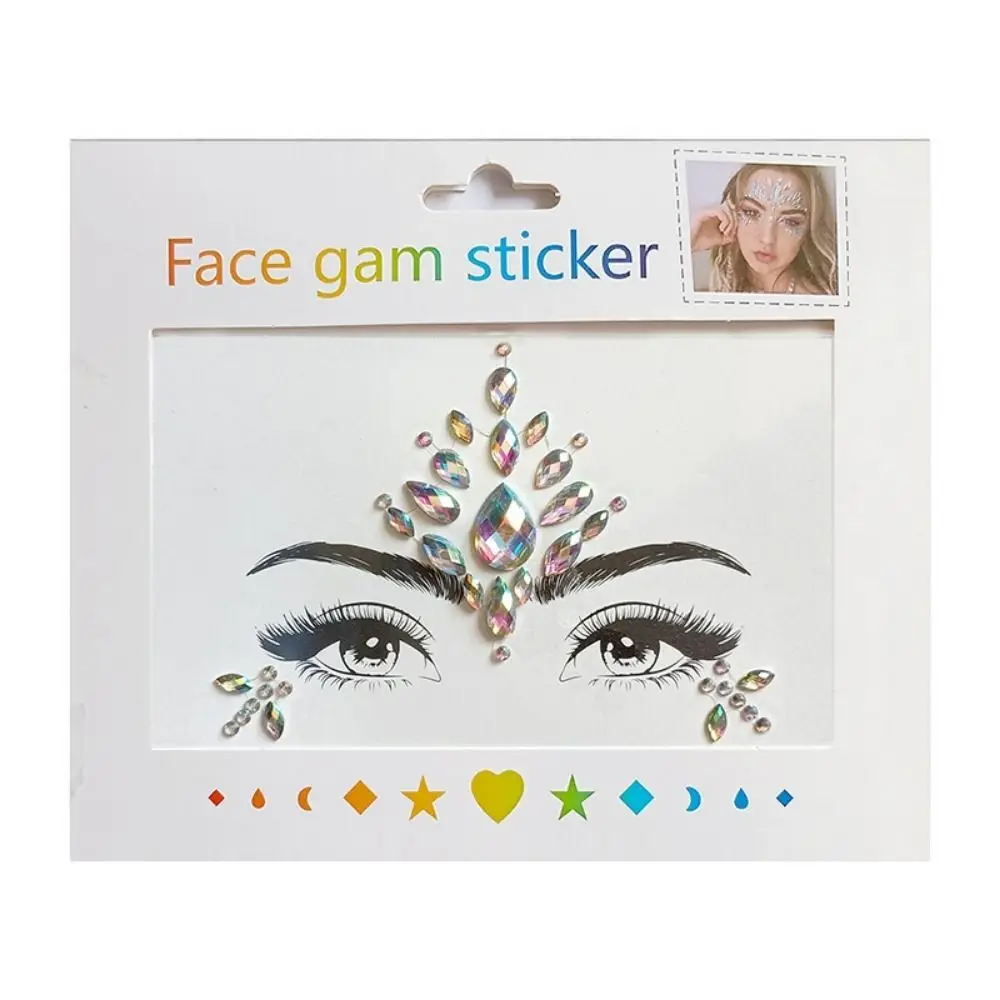 

Fake Tattoo 3D Face Tattoo Crystal Sticker Disposable Charm Gems Rhinestones Sticker Colorful Waterproof