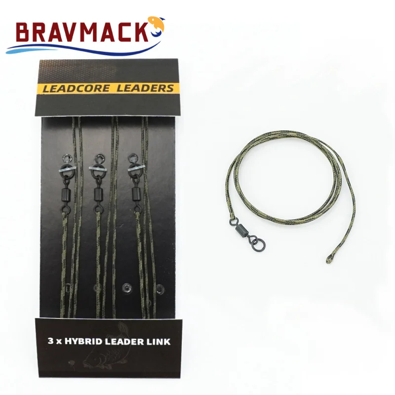 3pcs/conjunto de accesorios de pesca de carpa, giratorios Leadcore listos para usar, cambio rápido, gancho trenzado de 12 hebras - imagen 5