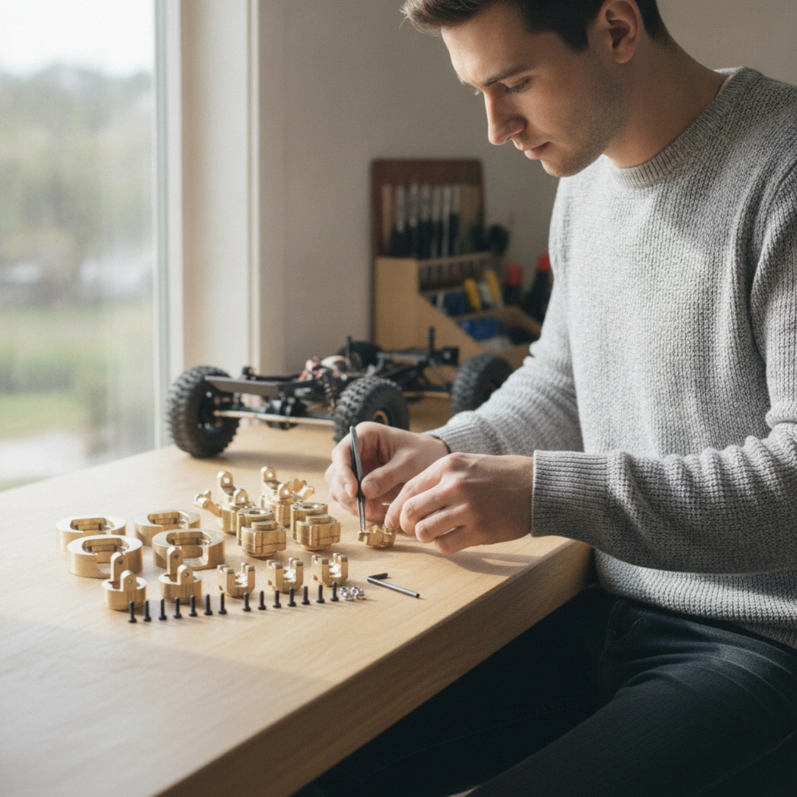 Brass Upgrade Parts Precision-Machined RC Car Parts with Fasteners Brass Counterweights High-Strength Fastener Kit Accurate