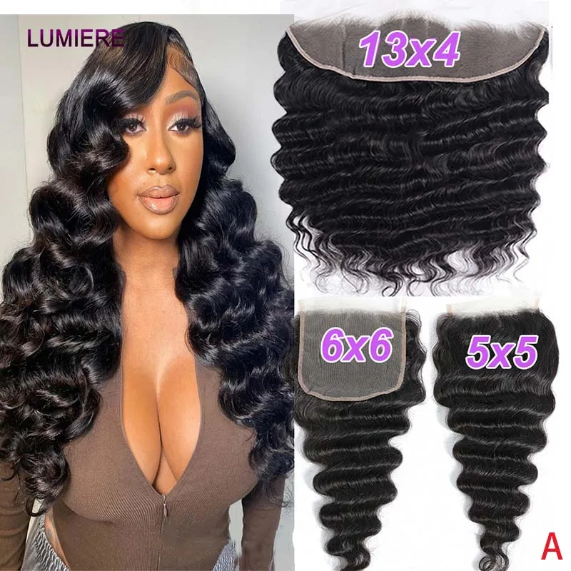

Накладка из натуральных волос Loose Deep Wave HD Lace Frontal 5x5 6x6 с невидимой HD прозрачной сеткой, имитирующей кожу, с предварительно выщипанной линией роста волос