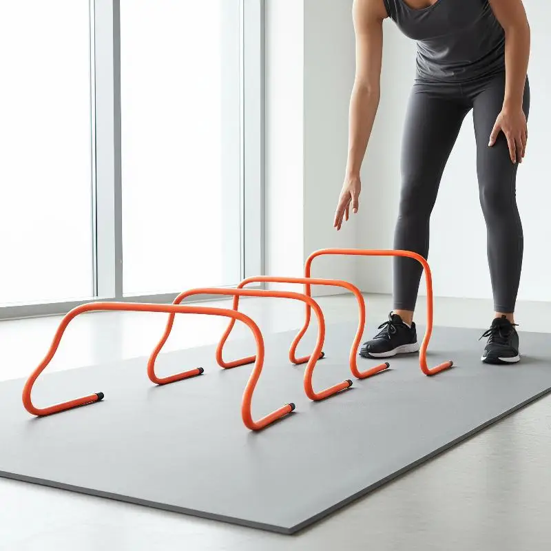 New Agility Training Hurdles High Visibility Orange Durable PVC Non-Slip Base for Adult Soccer Agility Practice