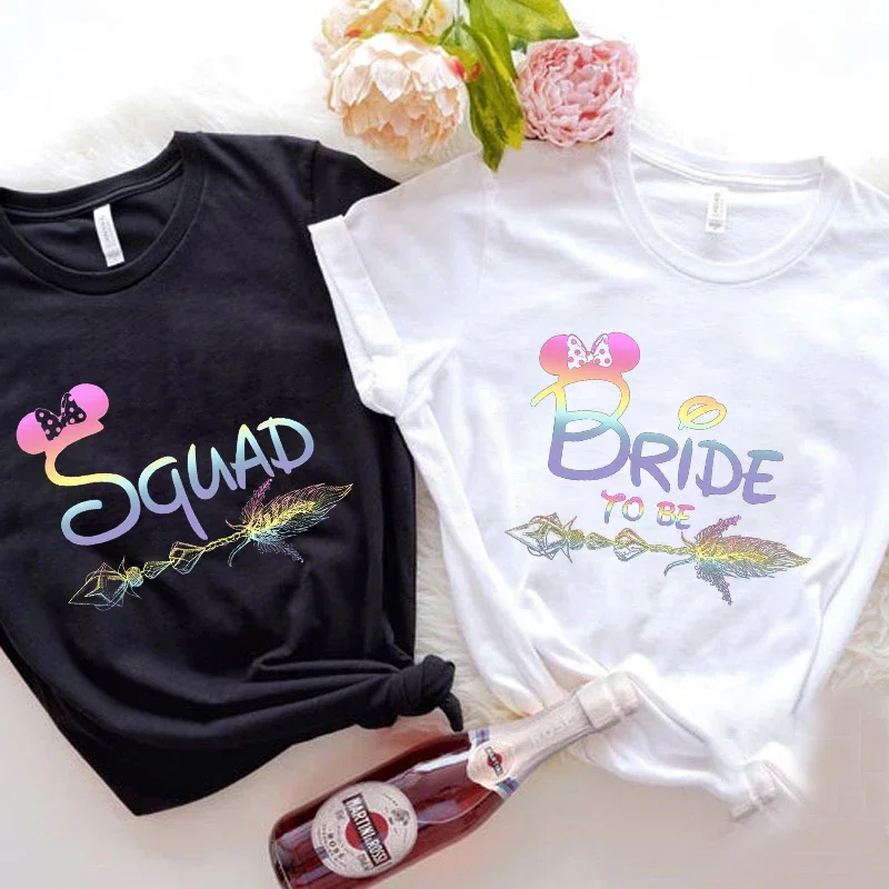 

Bachelorette Party T Shirt for Women Summer Casual Tshirt Tees Bride To Be Squad Bridesmaid Tops Wedding Night Party T-shirt Tee