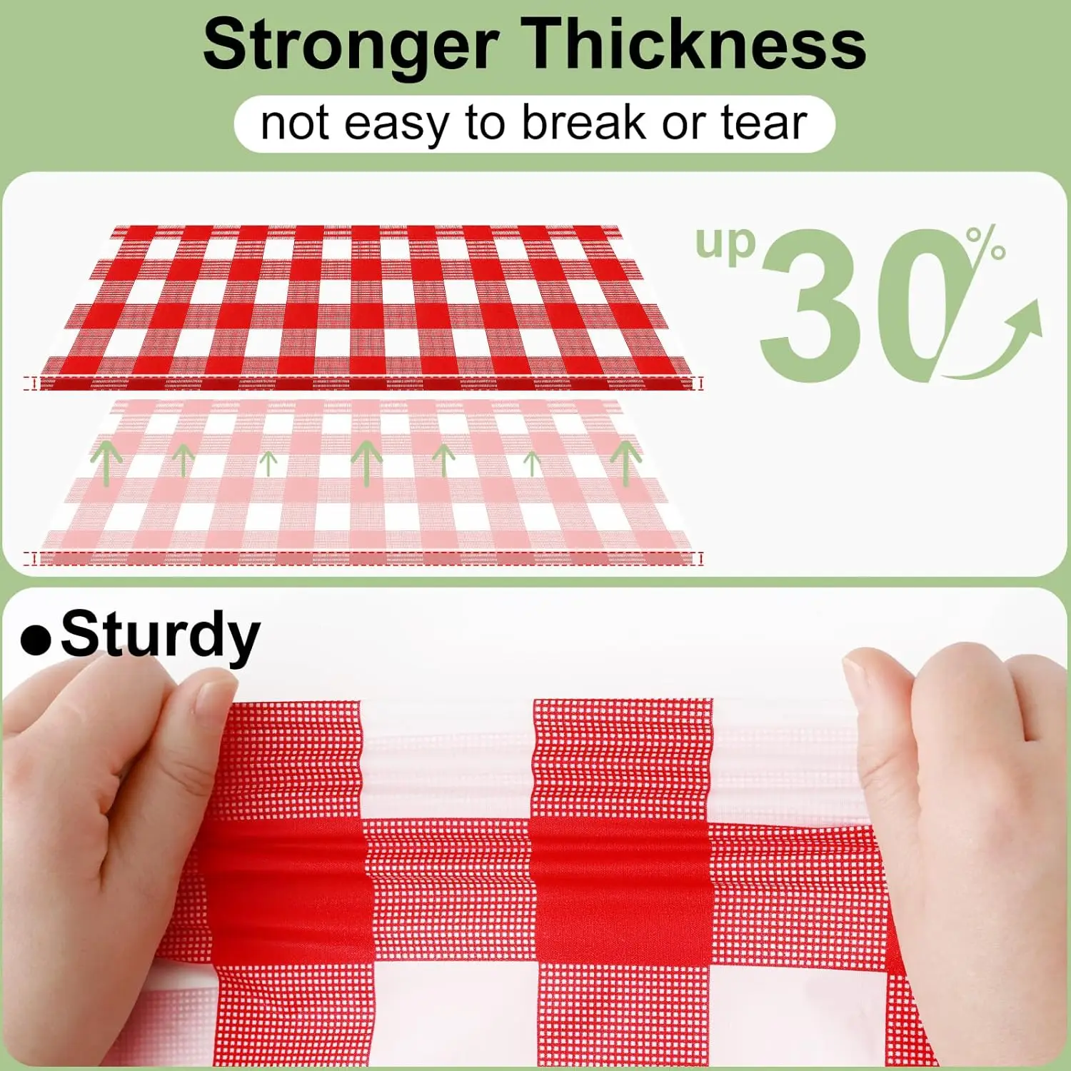Rectangular Red White Checkered Tablecloth, Waterproof Disposable/Reusable Plaid Table Cover for Picnic, Birthday Party & Mother