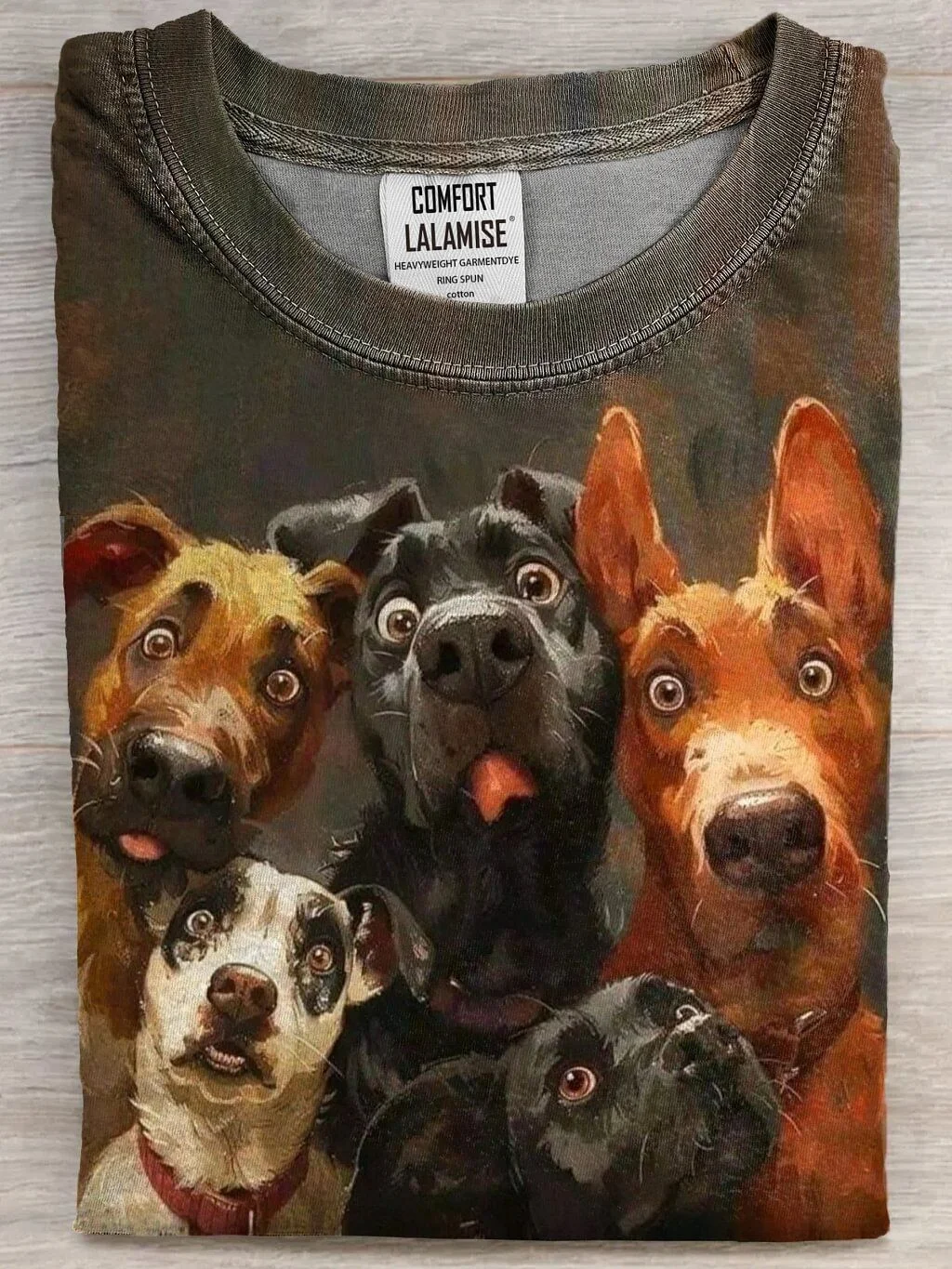 Unisex Funny Surprised Dogs Art Print Casual Short Sleeve T-shirt Summer T Shirt Casual Tops