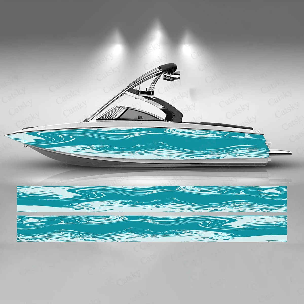 Abstract Ocean Wave Boat Sticker Fashion Custom Fish Boat-Sticker Vinyl Waterproof Boat Wrap Graphic Boat Wrap Decal