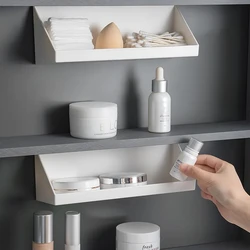 Wall Mounted Storage Rack Bathroom Kitchen Sundries Organizer Holder Cosmetics Storage Tray Makeup Organizer Self Adhesive Shelf