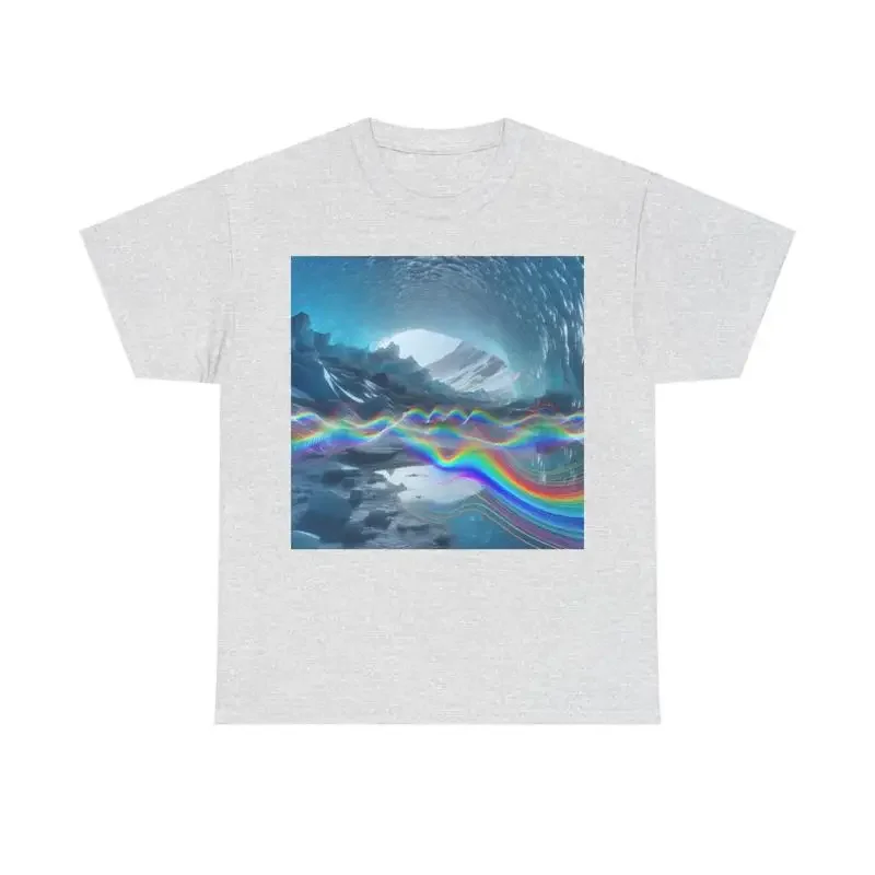 Camiseta Retro Rainbow Ice Cave de algodón pesado Nature