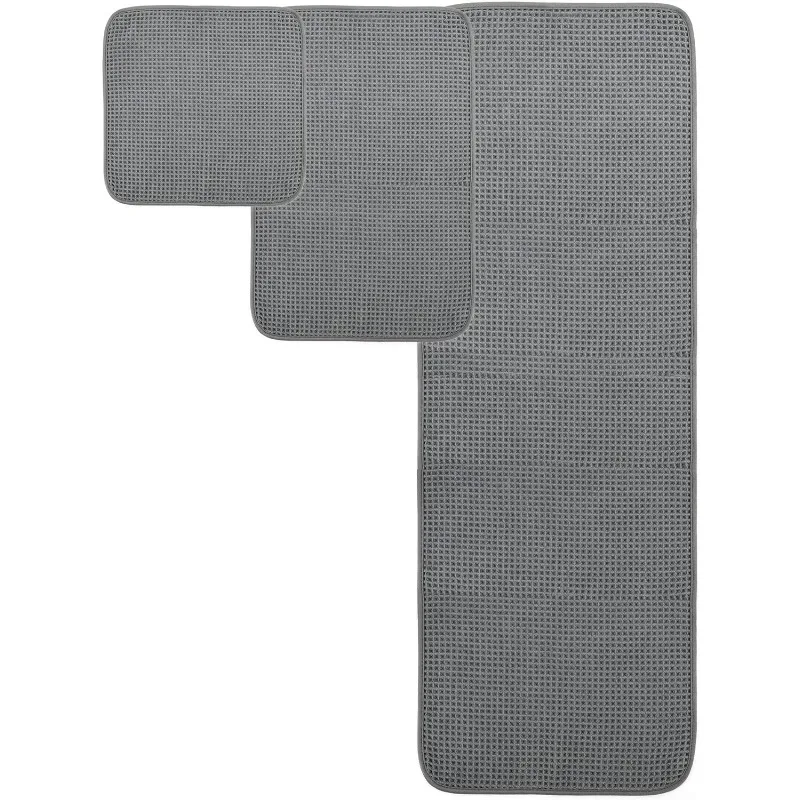 Oversize, 60 x 30 in., Quick Dry Lint Free Microfiber Bath Towel Set, 6 Piece (Gray, Waffle Weave)