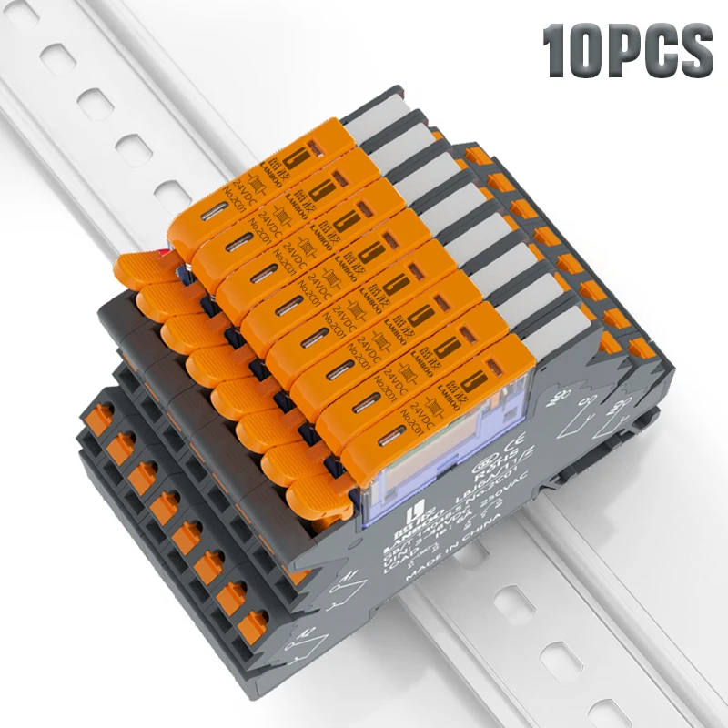 LANBOO 10PCS 6mm Ultra-thin Relay Kit: Relay & Socket Thin-film Relay Small Size, Saves Space PLC Control Cabinet Relay