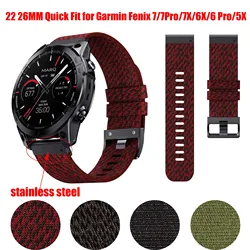 22 26MM Quick Fit Nylon Watchband Strap for Garmin Fenix 7/7Pro/7X/6X/6 Pro/5X/5 Plus6/Epix/Instinct Replaceable Bracelet