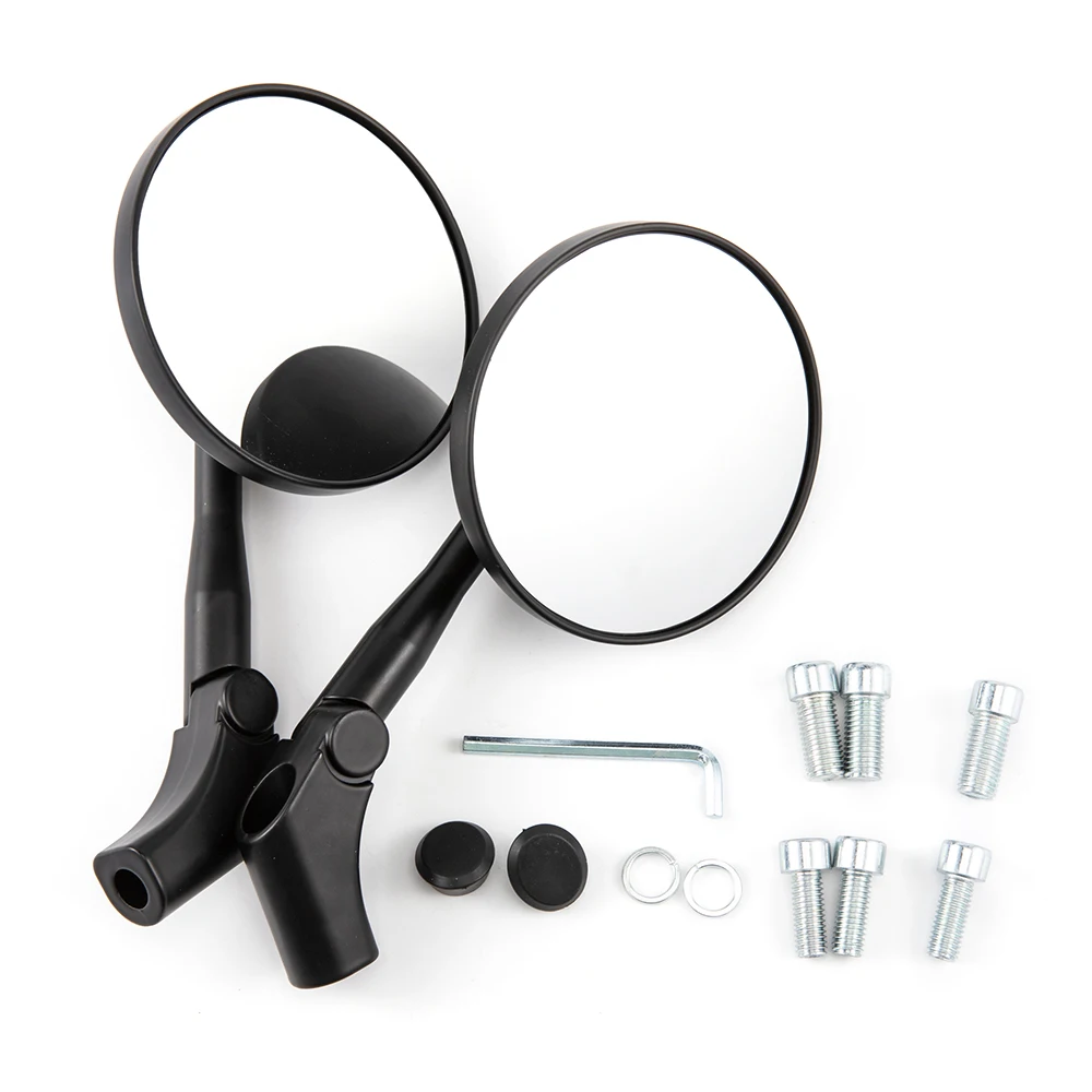 Universal 8mm 10mm Black Motorcycle Side Mirror Round Handlebar Rearview Mirror Blind Spot Wide View Safety Turning Small Mirror