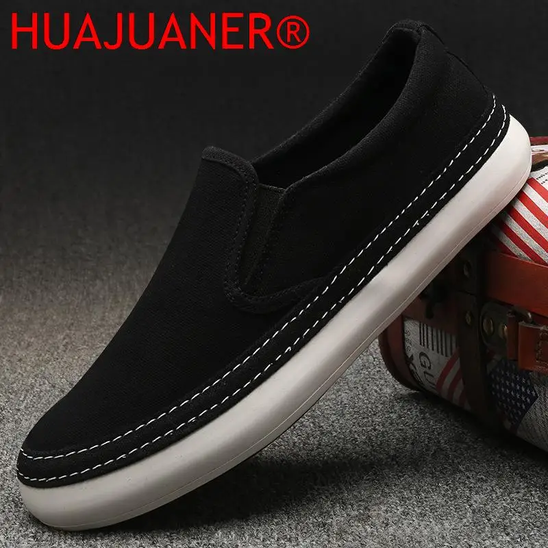 2023 Men's Casual Shoes Breathable Canvas Shoes Lightweight Men's Vulcanized Shoes Soft Flat Shoes Outdoor Mens Sneakers Loafers