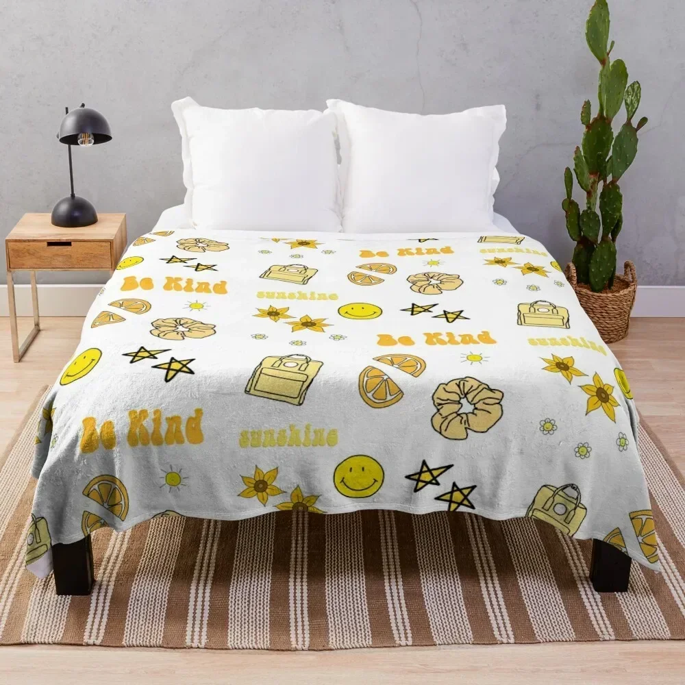 

VSCO Girl Yellow Sticker Packet Throw Blanket Baby christmas decoration Cute Blankets