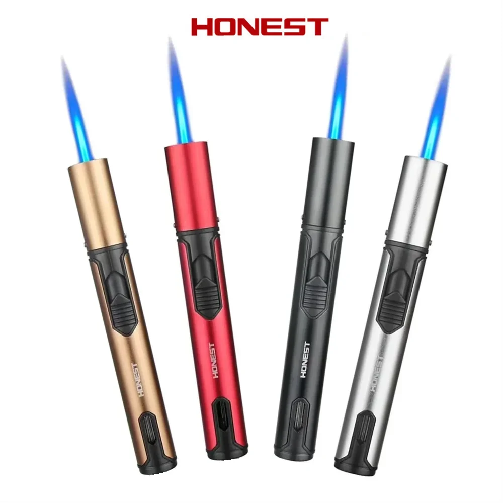 

HONEST Metal Torch Windproof Lighter Refillable Pen Lighter Jet Flame Butane Lighter Kitchen BBQ Candle Camping Men's Gadget