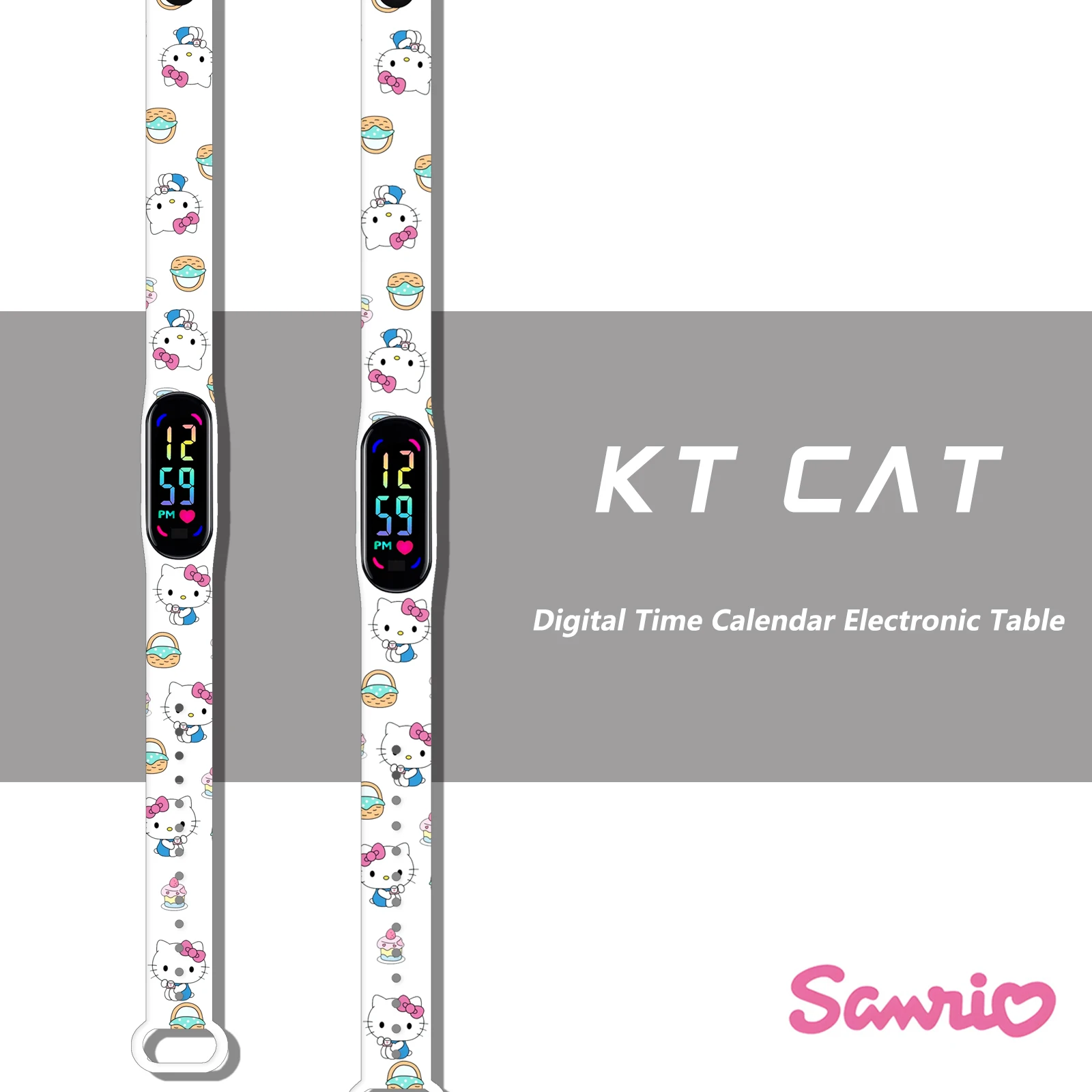 

Sanrio Hello Kitty Kids' Time Watch Anime Digital Electronic Watch Bracelet Figure Student LED Touch Screen Watch for Kids Gifts